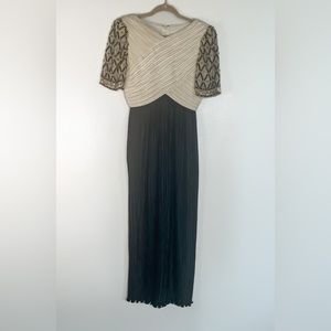 George F. COUTURE dress hand beaded black white gown 6